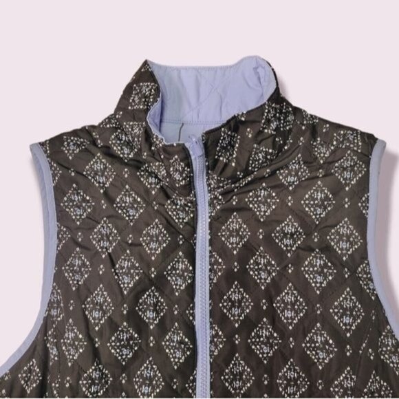 𝅺Bit & Bridle Reversible Blue and Black Quilted Puffer Women's Vest, Size Small - Picture 4 of 10